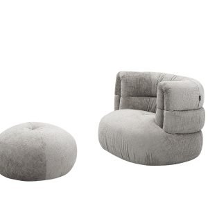 Divani Casa Shay - Modern Grey Fabric Accent Chair + Ottoman