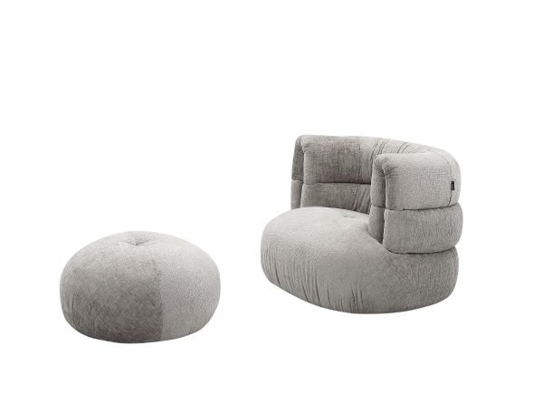 Divani Casa Shay - Modern Grey Fabric Accent Chair + Ottoman