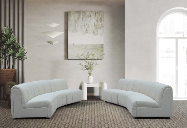 Divani Casa Olandi - Modern White Fabric Curved Sectional Sofa Set