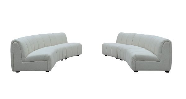 Divani Casa Olandi - Modern White Fabric Curved Sectional Sofa Set - Image 2