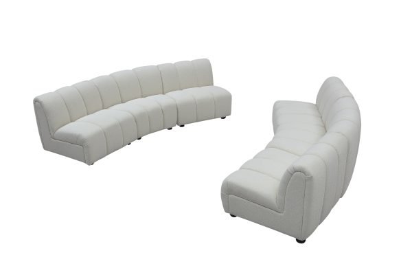 Divani Casa Olandi - Modern White Fabric Curved Sectional Sofa Set - Image 4
