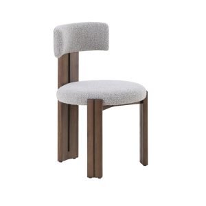 Modrest Sheridan - Mid-Century Modern Grey Fabric + Walnut Dining Chair
