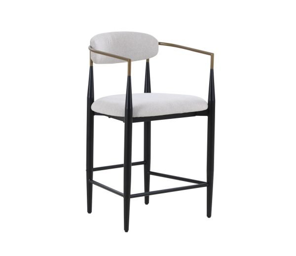 Modrest Buchtel - Mid-Century Modern Light Grey + Gold Arm + Black Counter Chair