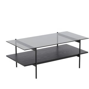 Modrest Conley - Mid-Century Modern Grey Glass + Black Ash Coffee Table