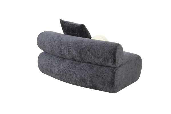 Divani Casa Simpson - Contemporary Dark Grey Fabric Curved Modular Armless Seat with Throw Pillows - Image 3