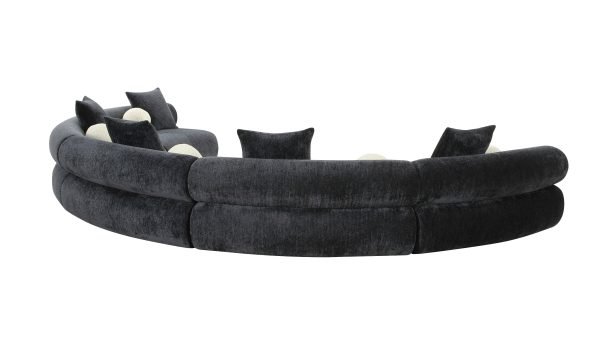 Divani Casa Simpson - Contemporary Dark Grey Fabric Curved Modular Sectional Sofa with Throw Pillows - Image 3
