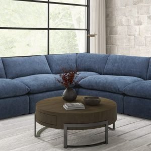 Divani Casa Kinsey - Modern Blue Fabric Modular Sectional Sofa