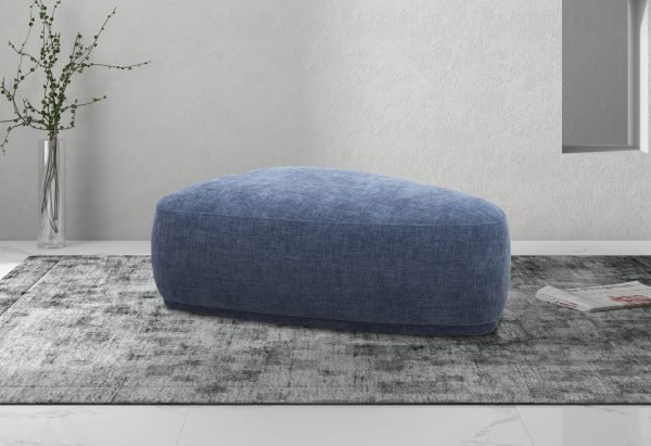 Divani Casa Kinsey - Modern Blue Large River Rock Ottoman