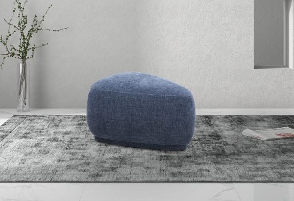 Divani Casa Kinsey - Modern Blue Small River Rock Ottoman