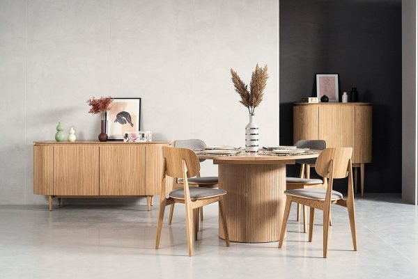 Modrest Miami - Modern Natural Oak Round Dining Table With Extension - Image 4
