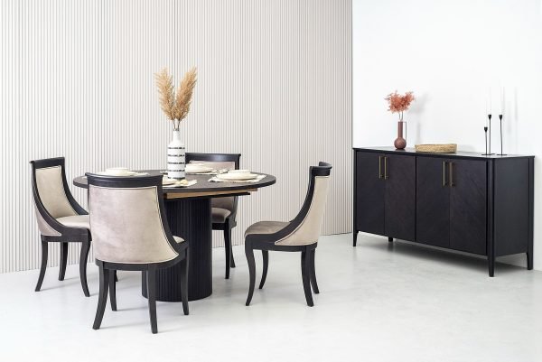 Modrest Miami - Modern Black Oak Round Dining Table With Extension - Image 4