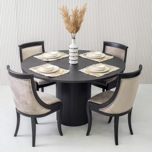 Modrest Miami - Modern Black Oak Round Dining Table With Extension