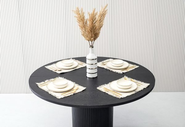 Modrest Miami - Modern Black Oak Round Dining Table With Extension - Image 3