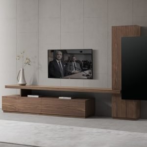 Modrest Bashia -  Contemporary Walnut + Black TV Stand