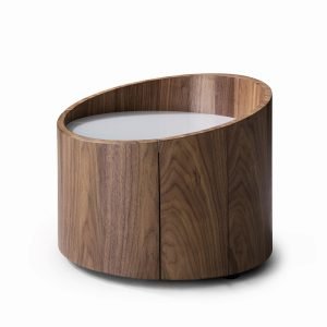 Modrest Geneva - Modern Walnut Round Nightstand