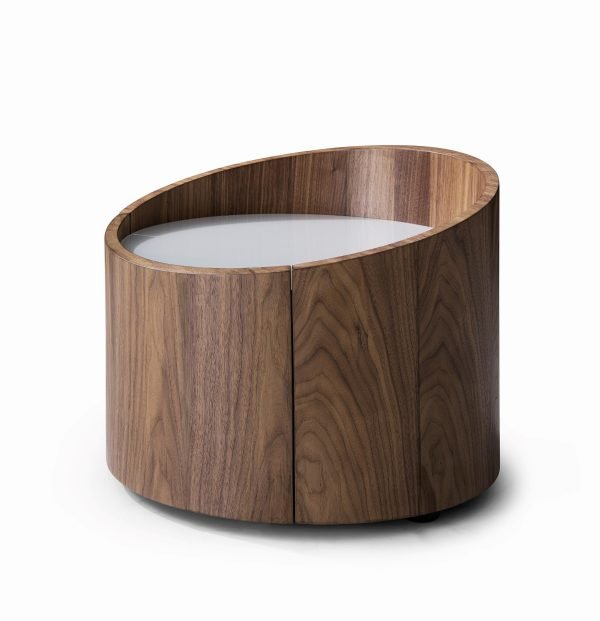 Modrest Geneva - Modern Walnut Round Nightstand