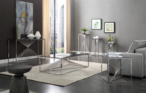 Modrest Trinity Modern Glass & Stainless Steel Console Table - Image 5