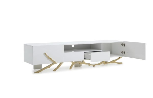 Modrest Legend - 87"-Wide Modern White Gold TV Stand - Image 2