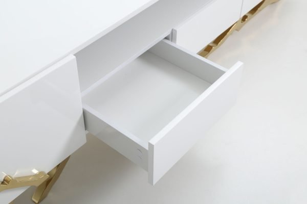 Modrest Legend - 87"-Wide Modern White Gold TV Stand - Image 4