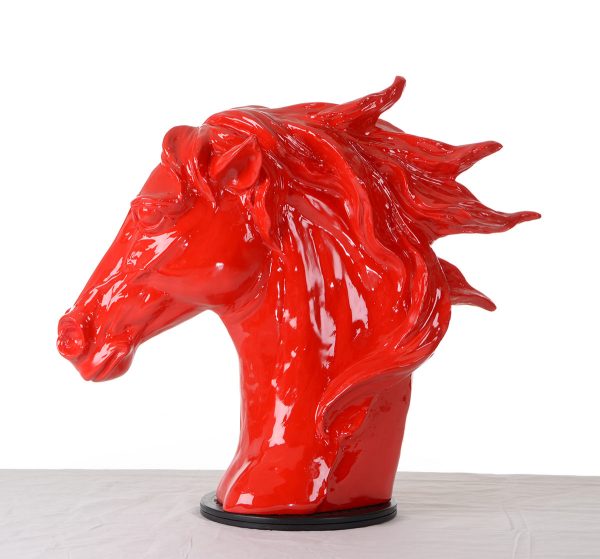 SZ0002 Modern Red Horse Head Sculpture