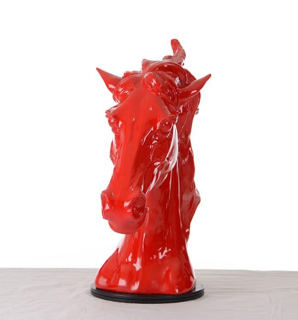 SZ0002 Modern Red Horse Head Sculpture - Image 3