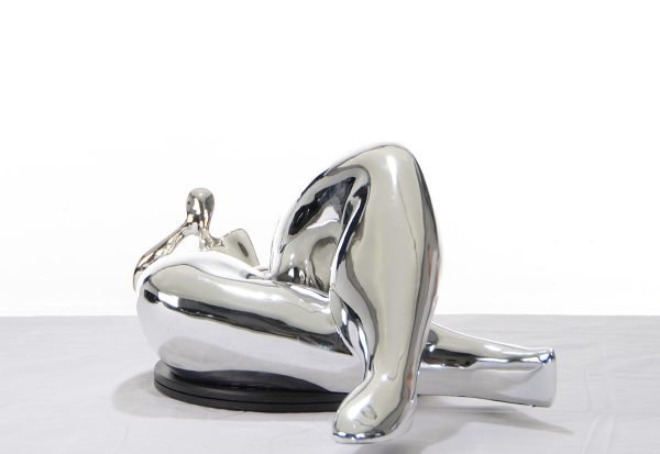 SZ0228 Modern Silver Napping Lady Sculpture - Image 2