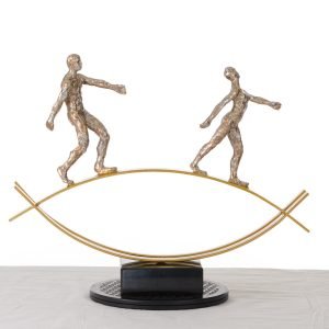 SZ0241 Modern Bronze Acrobats-Tightrope Sculpture