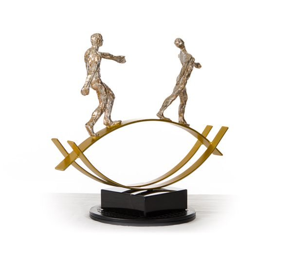 SZ0241 Modern Bronze Acrobats-Tightrope Sculpture - Image 3
