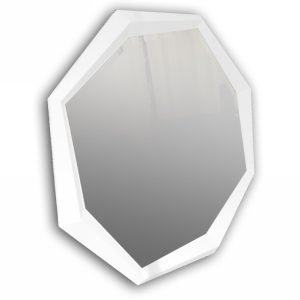 A&X Octagon Modern White Crocodile Lacquer Mirror