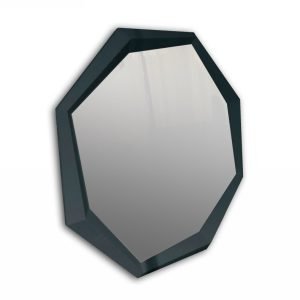 A&X Octagon Modern Black Crocodile Lacquer Mirror