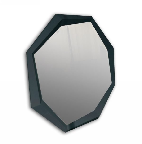 A&X Octagon Modern Black Crocodile Lacquer Mirror