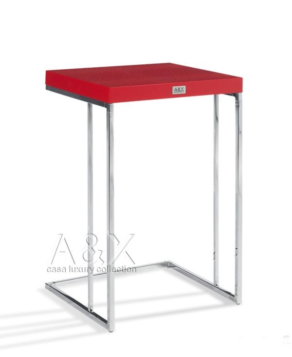 A&X Amelia - Modern Red Crocodile Lacquer End Table Set