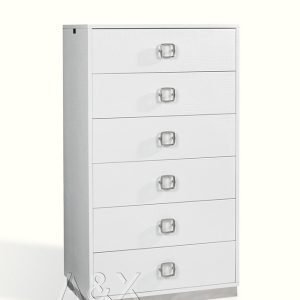 Victoria Modern White Crocodile Lacquer 6-Drawer Chest