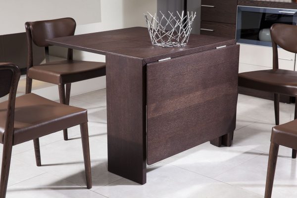 Modrest Union Modern Brown Oak Folding Dining Table - Image 2