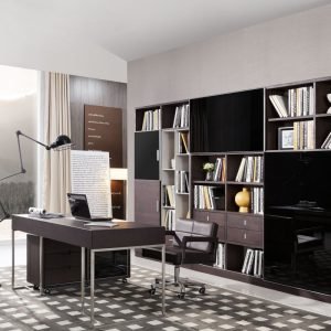 Modrest Ezra Modern Brown Oak and Grey Office Desk w/ Side Cabinet