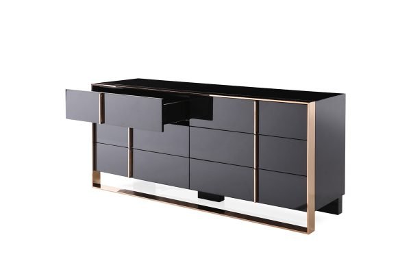 Nova Domus Cartier Modern Black & Rosegold Bedroom Set - Image 4