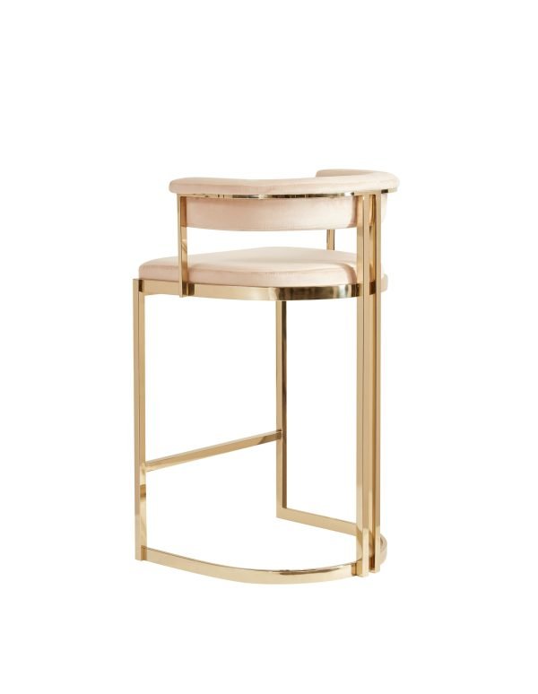 Modrest - Munith Modern Beige Velvet & Gold Counter Stool - Image 3