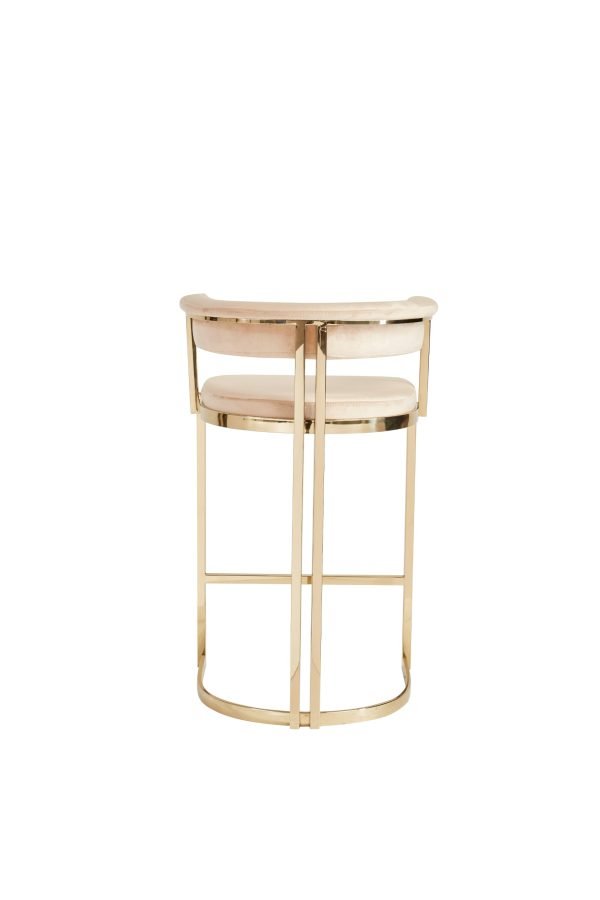 Modrest - Munith Modern Beige Velvet & Gold Counter Stool - Image 4