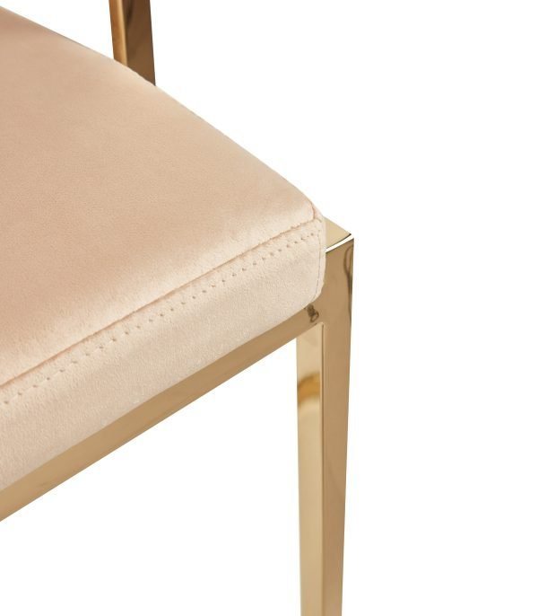 Modrest - Munith Modern Beige Velvet & Gold Counter Stool - Image 5
