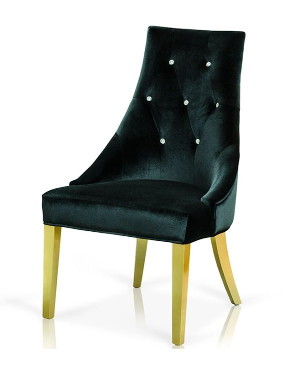 A&X Charlotte Black Velour With Gold Legs Dining Chair - Image 2
