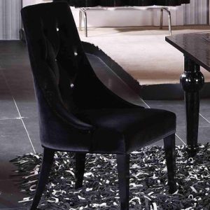 A&X Charlotte - Black Velour Dining Chair (Set of 2)