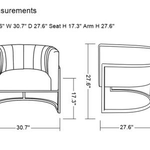 Modrest Landau Modern Grey Velvet & Gold Accent Chair