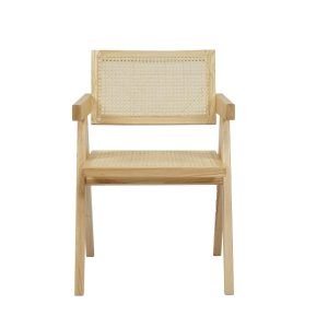Modrest Aurora Modern Light Rattan and Natural Ash Dining Arm Chair