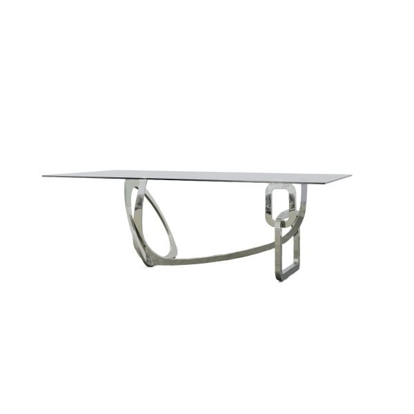 Modrest Adelaide Modern Stainless Steel & Glass Dining Table - Image 3