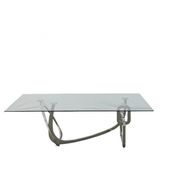 Modrest Adelaide Modern Stainless Steel & Glass Dining Table - Image 5