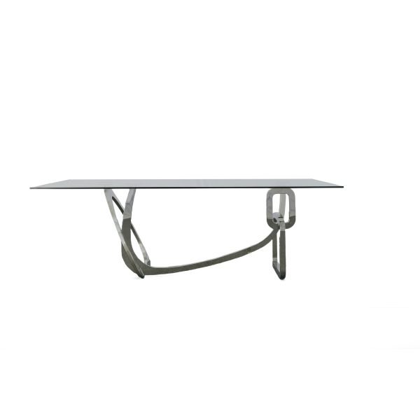 Modrest Adelaide Modern Stainless Steel & Glass Dining Table - Image 4
