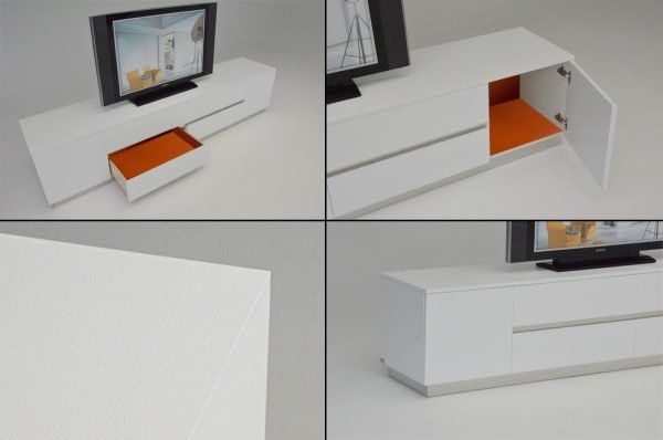 A&X Skyline Modern White Crocodile TV Entertainment Center - Image 3