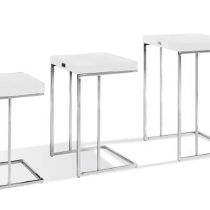 A&X Amelia - Modern White Crocodile Lacquer End Table Set