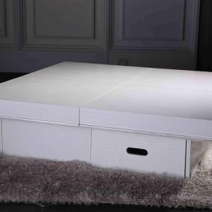 Horizon  - Modern White Crocodile Coffee Table w/ Pull Out Squares