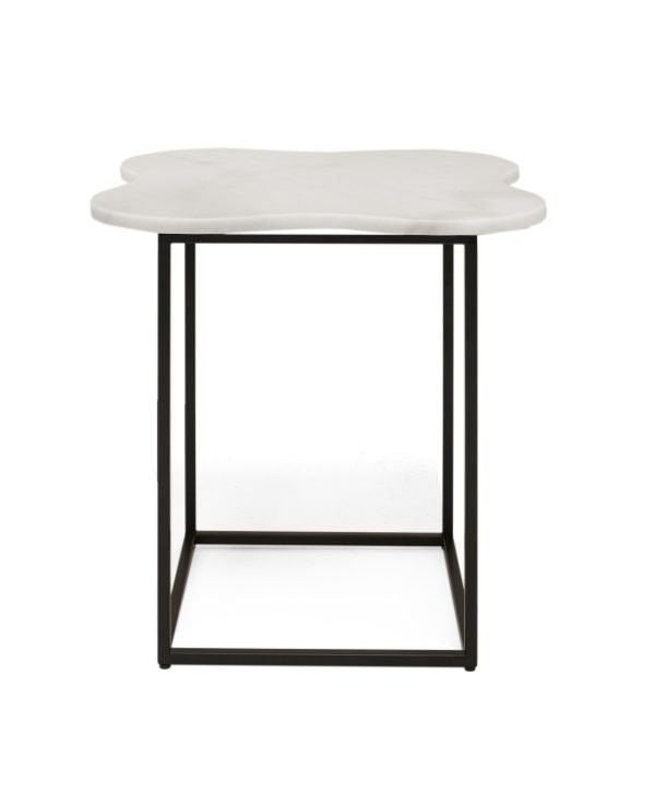Modrest Aleidy - White Marble + Black Metal End Table